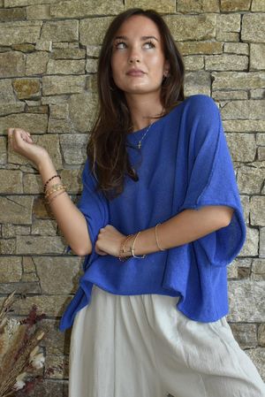 Conrad Box Cotton Knit Malibu Blue